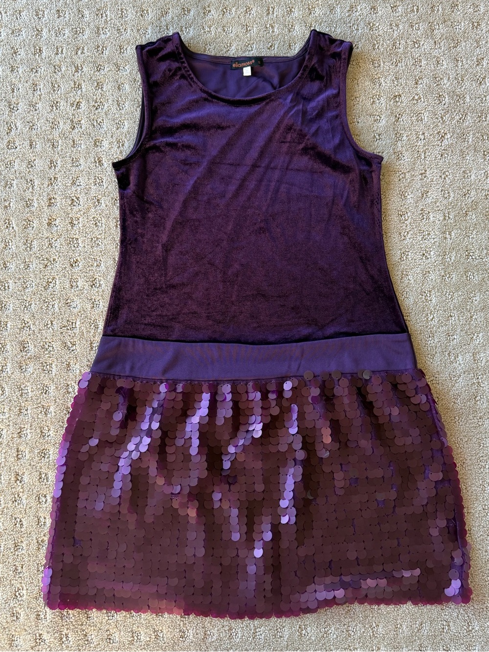 NWOT Ella Moss Girls' Purple Sequin Velvet Dress, Size 10